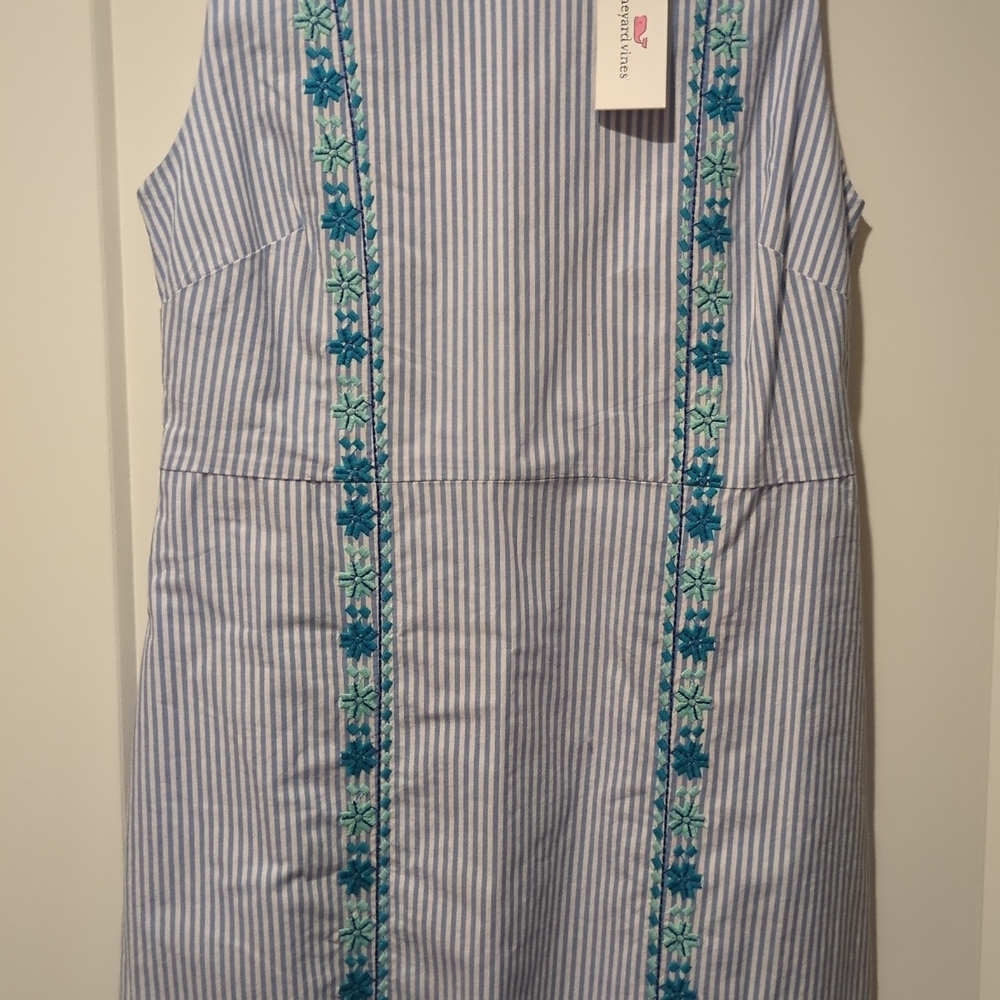 Vineyard Vines Hydrangea Striped Dress with Embroidery